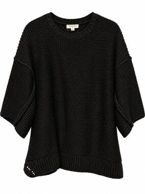 easel Black Chunky Knit Crewneck Sweater